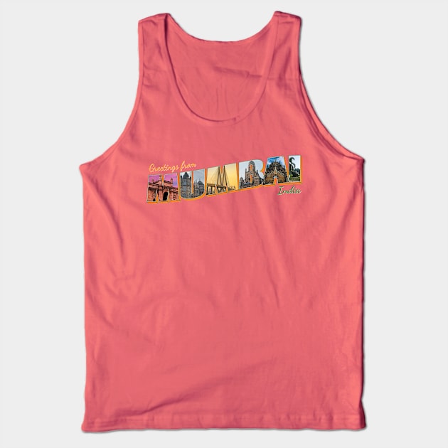 Greetings from Mumbai in India Vintage style retro souvenir Tank Top by DesignerPropo